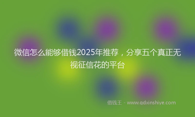 微信怎么能够借钱2025年推荐，分享五个真正无视征信花的平台
