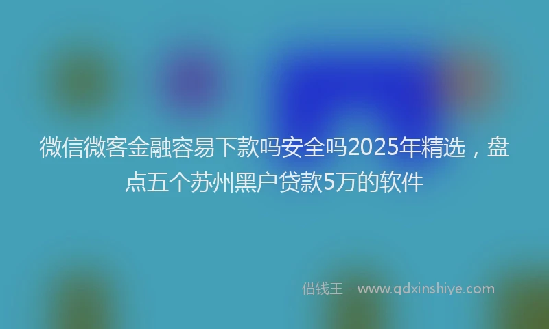 微信微客金融容易下款吗安全吗2025年精选，盘点五个苏州黑户贷款5万的软件