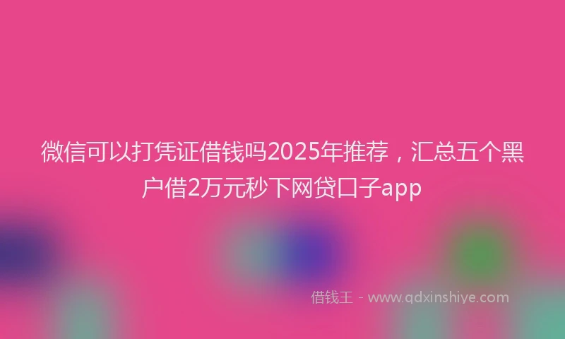 微信可以打凭证借钱吗2025年推荐，汇总五个黑户借2万元秒下网贷口子app