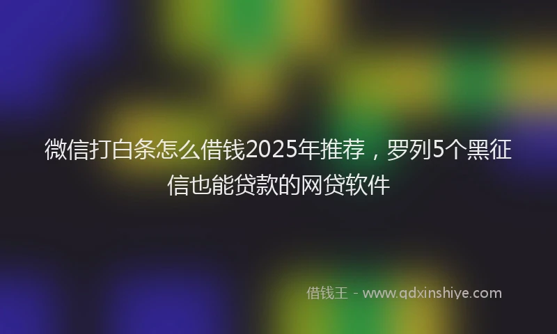 微信打白条怎么借钱2025年推荐，罗列5个黑征信也能贷款的网贷软件