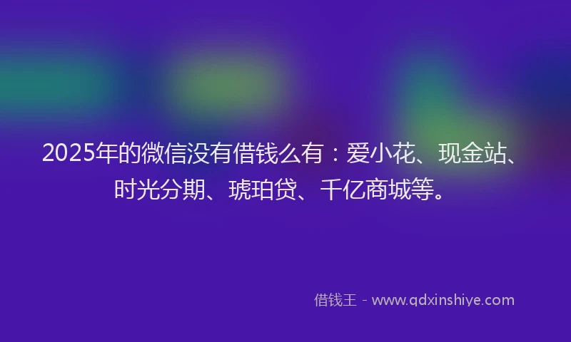 2025年的微信没有借钱么有：爱小花、现金站、时光分期、琥珀贷、千亿商城等。