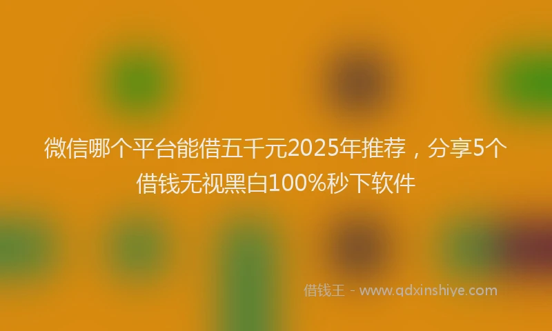 微信哪个平台能借五千元2025年推荐，分享5个借钱无视黑白100%秒下软件