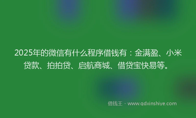 2025年的微信有什么程序借钱有：金满盈、小米贷款、拍拍贷、启航商城、借贷宝快易等。
