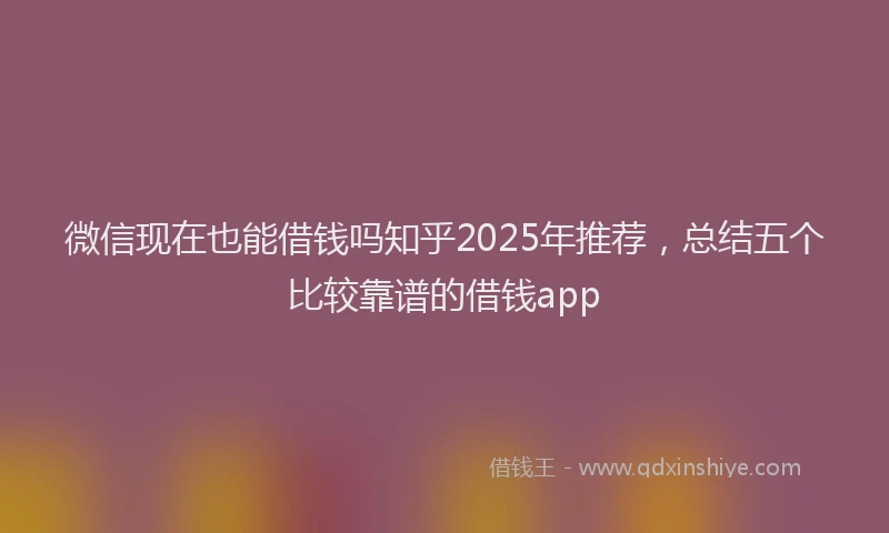 微信现在也能借钱吗知乎2025年推荐，总结五个比较靠谱的借钱app