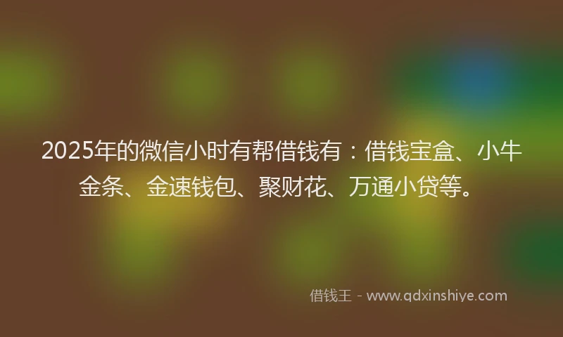 2025年的微信小时有帮借钱有：借钱宝盒、小牛金条、金速钱包、聚财花、万通小贷等。
