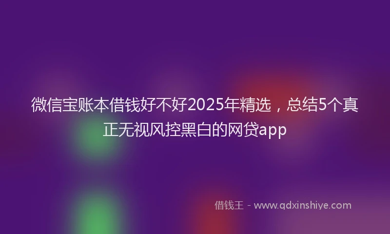 微信宝账本借钱好不好2025年精选，总结5个真正无视风控黑白的网贷app