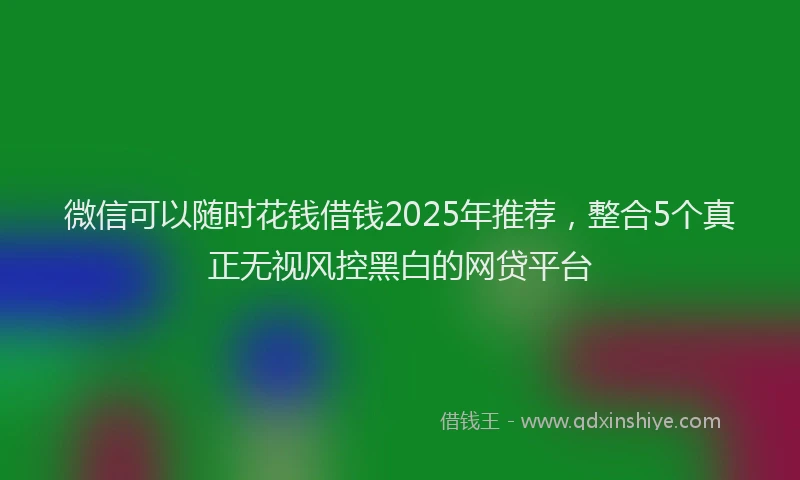 微信可以随时花钱借钱2025年推荐，整合5个真正无视风控黑白的网贷平台
