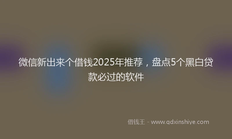 微信新出来个借钱2025年推荐，盘点5个黑白贷款必过的软件