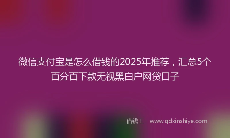 微信支付宝是怎么借钱的2025年推荐，汇总5个百分百下款无视黑白户网贷口子