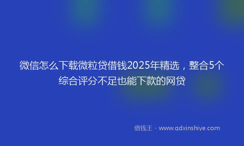 微信怎么下载微粒贷借钱2025年精选，整合5个综合评分不足也能下款的网贷