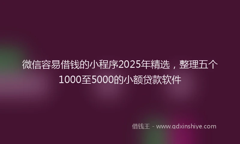 微信容易借钱的小程序2025年精选，整理五个1000至5000的小额贷款软件
