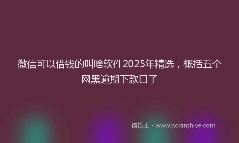 微信可以借钱的叫啥软件2025年精选，概括五个网黑逾期下款口子