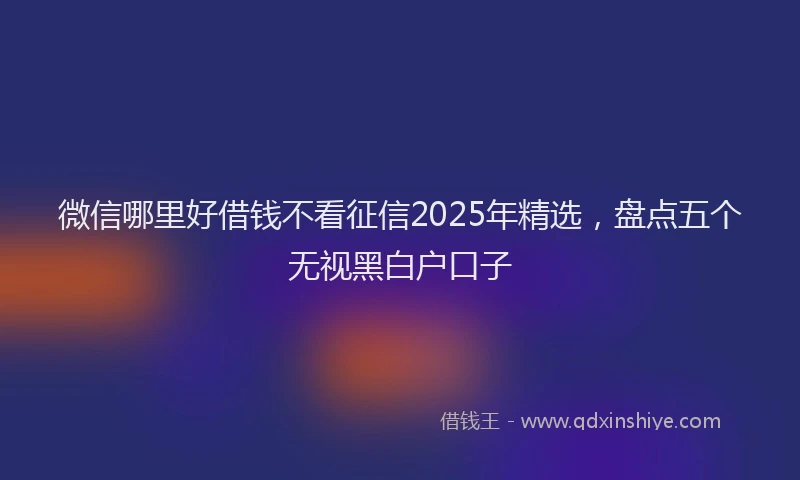 微信哪里好借钱不看征信2025年精选，盘点五个无视黑白户口子