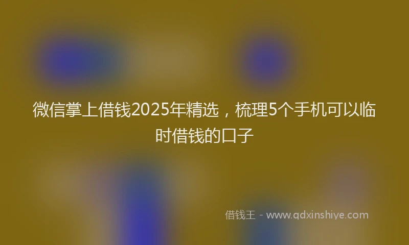 微信掌上借钱2025年精选，梳理5个手机可以临时借钱的口子