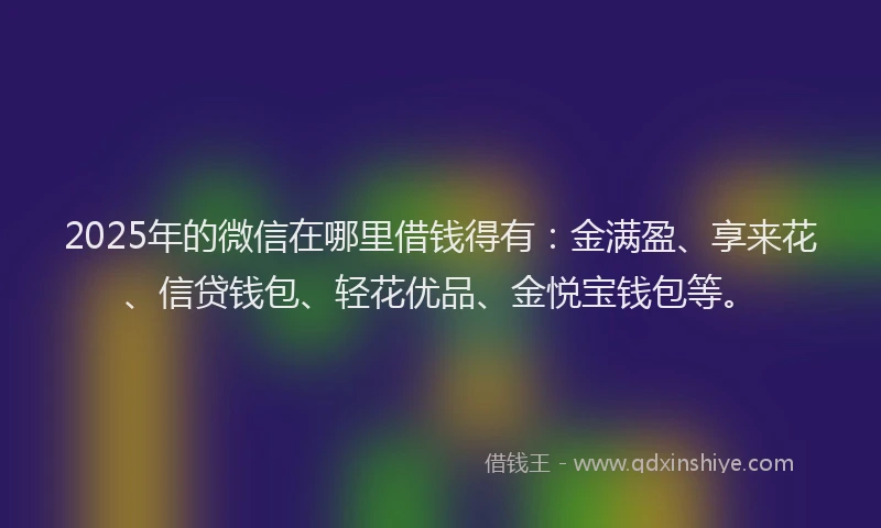2025年的微信在哪里借钱得有：金满盈、享来花、信贷钱包、轻花优品、金悦宝钱包等。