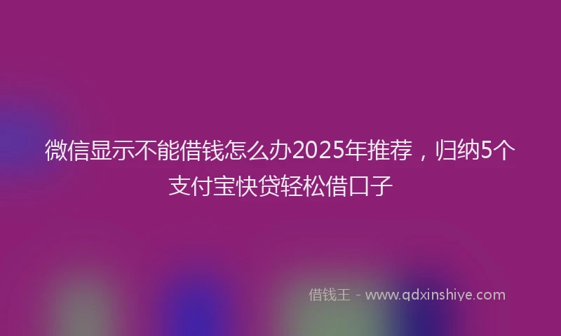 微信显示不能借钱怎么办2025年推荐，归纳5个支付宝快贷轻松借口子