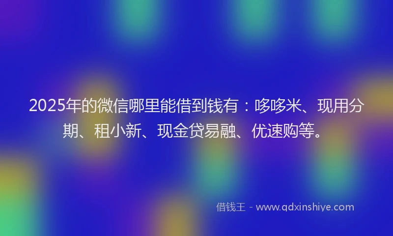 2025年的微信哪里能借到钱有：哆哆米、现用分期、租小新、现金贷易融、优速购等。