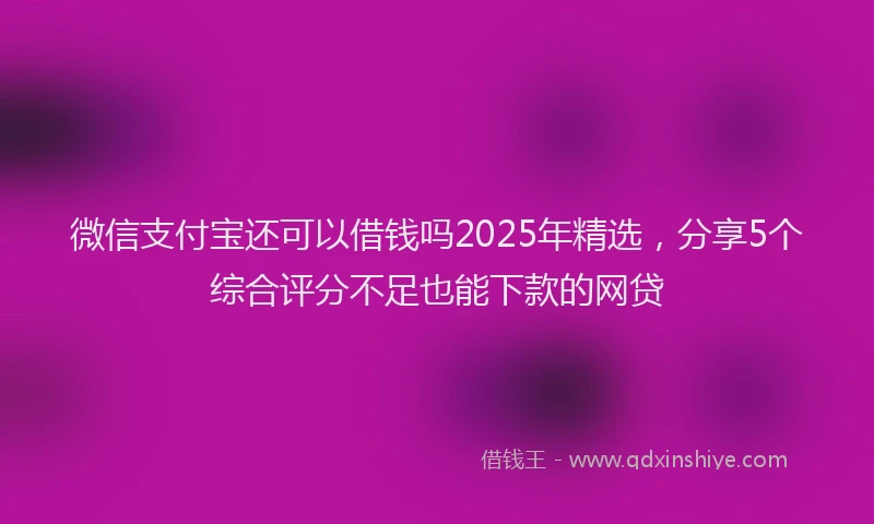 微信支付宝还可以借钱吗2025年精选，分享5个综合评分不足也能下款的网贷