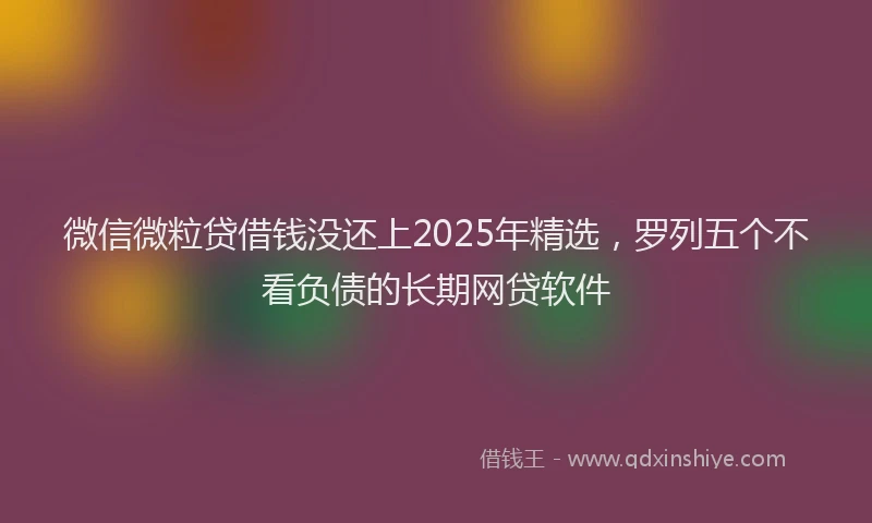 微信微粒贷借钱没还上2025年精选，罗列五个不看负债的长期网贷软件