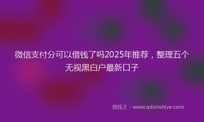 微信支付分可以借钱了吗2025年推荐，整理五个无视黑白户最新口子