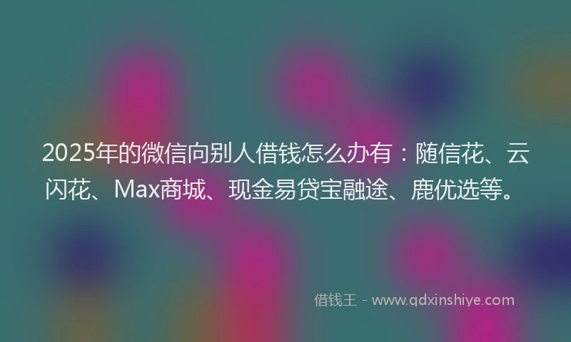 2025年的微信向别人借钱怎么办有：随信花、云闪花、Max商城、现金易贷宝融途、鹿优选等。