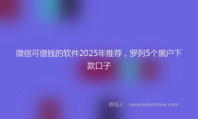 微信可借钱的软件2025年推荐，罗列5个黑户下款口子