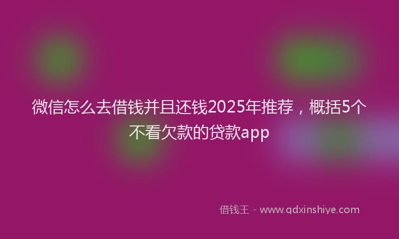 微信怎么去借钱并且还钱2025年推荐，概括5个不看欠款的贷款app