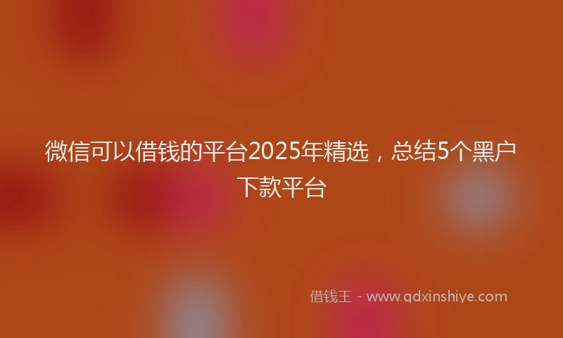 微信可以借钱的平台2025年精选，总结5个黑户下款平台