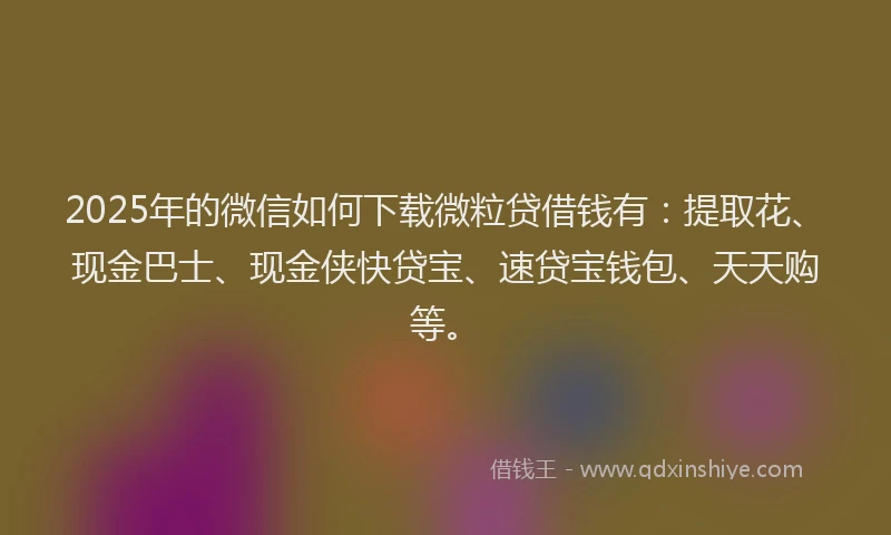 2025年的微信如何下载微粒贷借钱有：提取花、现金巴士、现金侠快贷宝、速贷宝钱包、天天购等。