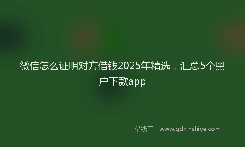微信怎么证明对方借钱2025年精选，汇总5个黑户下款app