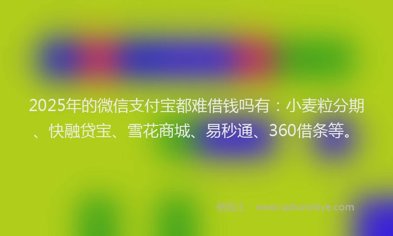 2025年的微信支付宝都难借钱吗有：小麦粒分期、快融贷宝、雪花商城、易秒通、360借条等。