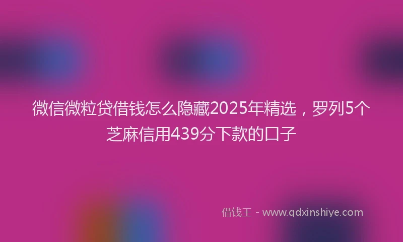 微信微粒贷借钱怎么隐藏2025年精选，罗列5个芝麻信用439分下款的口子
