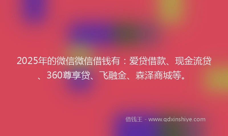 2025年的微信微信借钱有：爱贷借款、现金流贷、360尊享贷、飞融金、森泽商城等。