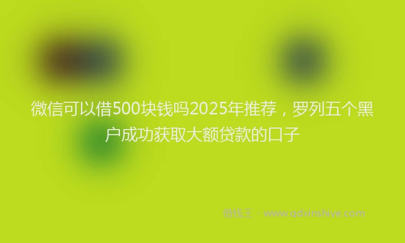 微信可以借500块钱吗2025年推荐，罗列五个黑户成功获取大额贷款的口子
