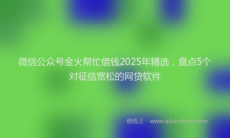 微信公众号金火帮忙借钱2025年精选，盘点5个对征信宽松的网贷软件