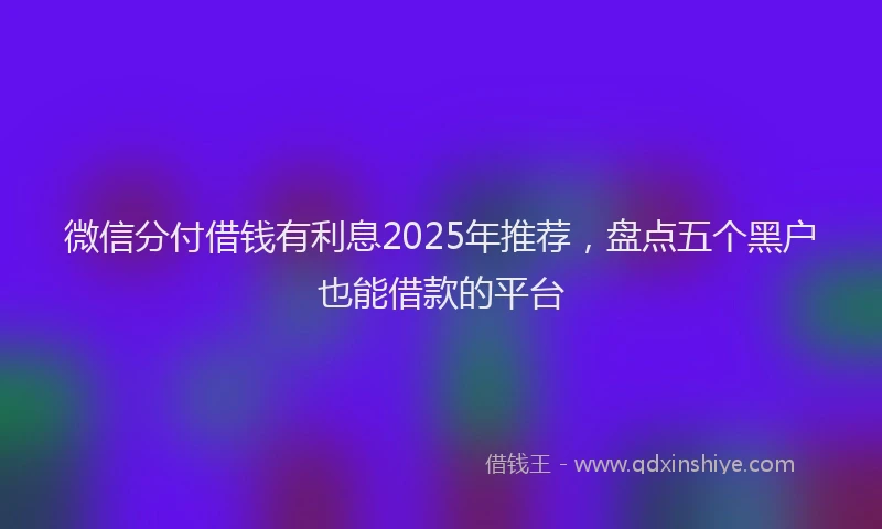 微信分付借钱有利息2025年推荐，盘点五个黑户也能借款的平台