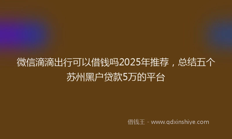 微信滴滴出行可以借钱吗2025年推荐，总结五个苏州黑户贷款5万的平台