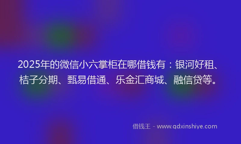 2025年的微信小六掌柜在哪借钱有：银河好租、桔子分期、甄易借通、乐金汇商城、融信贷等。