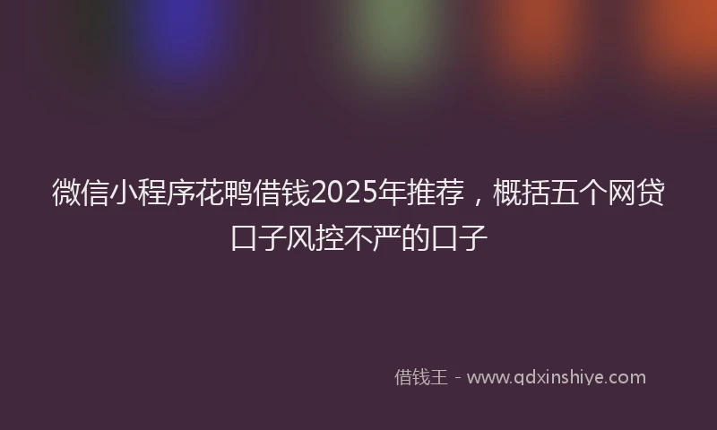 微信小程序花鸭借钱2025年推荐，概括五个网贷口子风控不严的口子