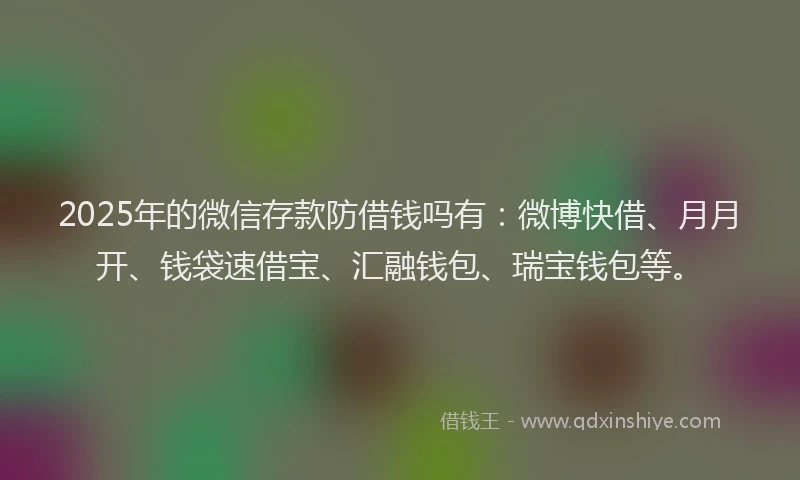 2025年的微信存款防借钱吗有：微博快借、月月开、钱袋速借宝、汇融钱包、瑞宝钱包等。
