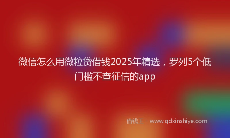 微信怎么用微粒贷借钱2025年精选，罗列5个低门槛不查征信的app