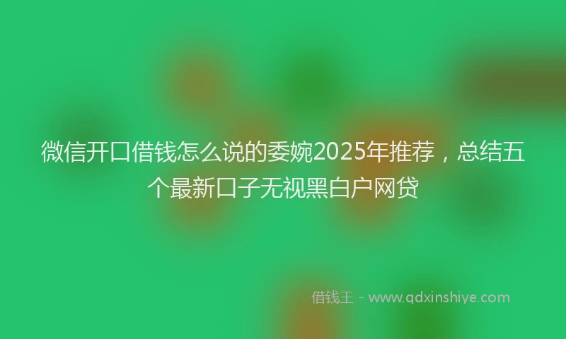 微信开口借钱怎么说的委婉2025年推荐，总结五个最新口子无视黑白户网贷