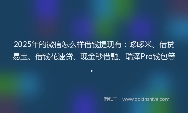 2025年的微信怎么样借钱提现有：哆哆米、借贷易宝、借钱花速贷、现金秒借融、瑞泽Pro钱包等。