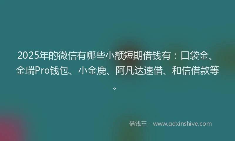2025年的微信有哪些小额短期借钱有：口袋金、金瑞Pro钱包、小金鹿、阿凡达速借、和信借款等。