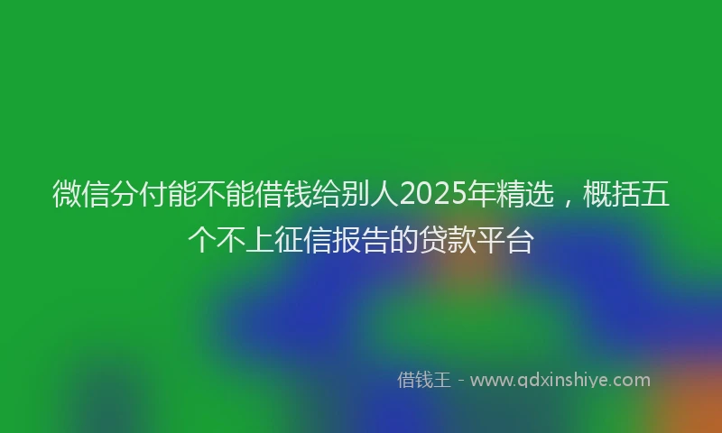 微信分付能不能借钱给别人2025年精选，概括五个不上征信报告的贷款平台