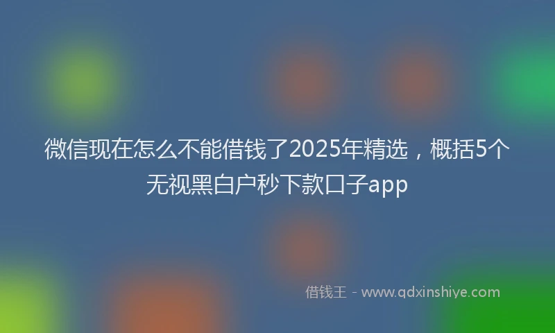 微信现在怎么不能借钱了2025年精选，概括5个无视黑白户秒下款口子app