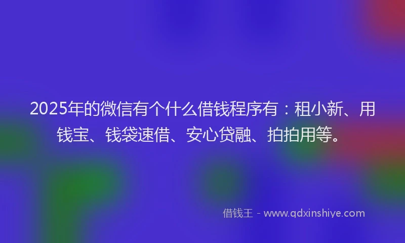 2025年的微信有个什么借钱程序有：租小新、用钱宝、钱袋速借、安心贷融、拍拍用等。