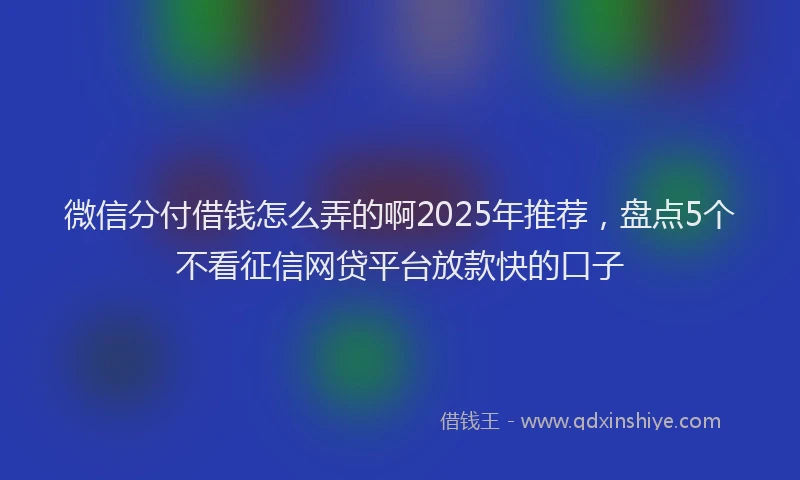 微信分付借钱怎么弄的啊2025年推荐，盘点5个不看征信网贷平台放款快的口子