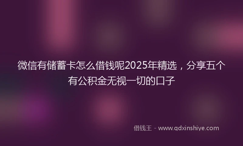 微信有储蓄卡怎么借钱呢2025年精选，分享五个有公积金无视一切的口子