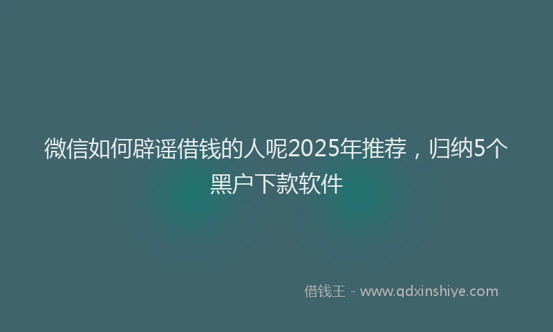微信如何辟谣借钱的人呢2025年推荐，归纳5个黑户下款软件